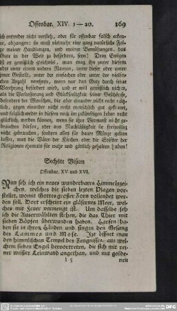 Sechste Vision Offenbar. XV und XVI.