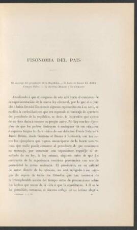 Fisonomía del país : El mensaje del presidente de la República. - El baile en honor del doctor Campos Salles. - La doctrina Monroe y los alemanes.