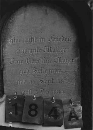 Grabstein 184 [Hahn S. 67 Grab-Nr. 1446]: Grabstein 184A [Hahn S. 67 Grab-Nr. 1446]