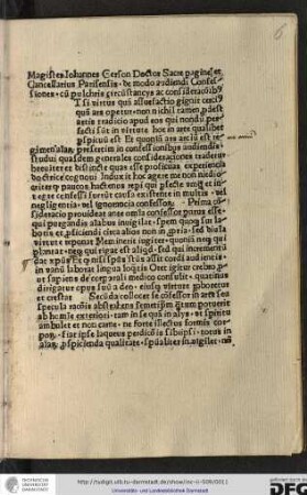Magister Iohannes Gerson, doctor sacre pagine et cancellarius Parisiensis de modo audiendi confessiones cum pulchris circumstantiis ac considerationibus.