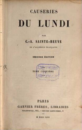 Causeries du lundi, 5