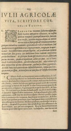 Iulii Agricolae Vita, Scriptore Cornelio Tacito.