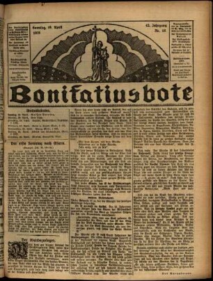 Erste Ausgabe vom Sonntag, den 19. April 1925.