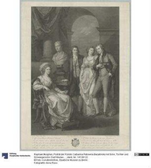 Porträt der Fürstin Catharina Petrowna Barjatinsky mit Sohn, Tochter und Schwiegersohn Graf Nikolas Alexander Tolstoj