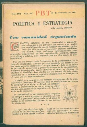Una comunidad organizada : Política y estrategia - (No ataco, critico)
