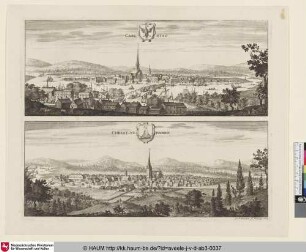 Suecia Antiqua et Hodierna; oben: Carlstad; unten: Christinehambn