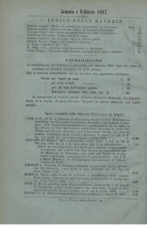 Indice della materie. Condizioni.