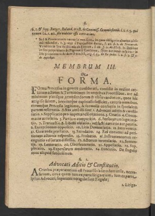 Membrum III. De Forma.