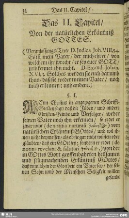 Das II. Capitel, Von der natürlichen Erkäntniß Gottes