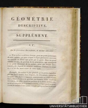 Géométrie Descriptive. Supplément. §. 1er.