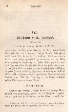 XVII. Wilhelm VIII., Landgraf, 1751-1760