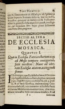 Sectio Altera De Ecclesia Mosaica.