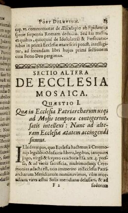 Sectio Altera De Ecclesia Mosaica.