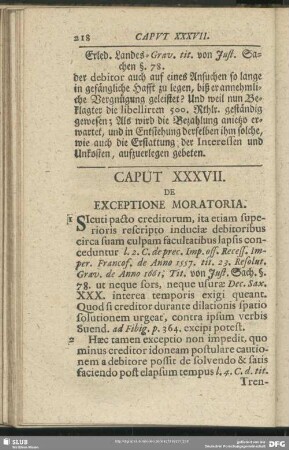 Caput XXXVII. De Exceptione Moratoria
