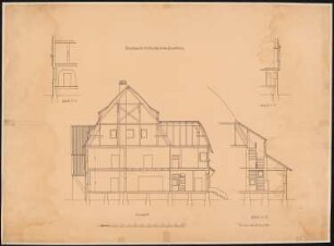 Kunstgewerbeausstellung 1904, Breslau Einfamilienhaus: Querschnitt, 3 Teilschnitte 1:50 (wie Inv.Nr. 2534)