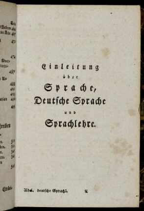Einleitung über Sprache, Deutsche Sprache und Sprachlehre