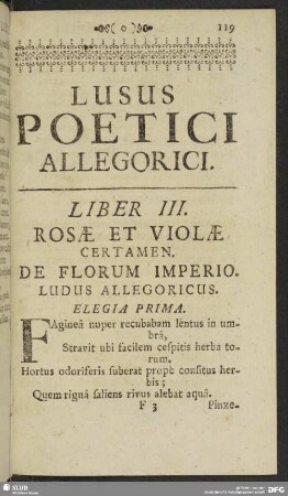 Liber III. Rosae Et Violae Certamen. De Florum Imperio
