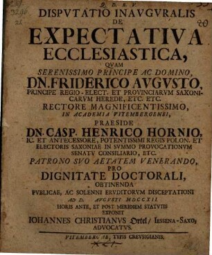Disp. inaug. de expectativa ecclesiastica