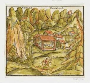 Leukerbad Therme, erstmals erschienen in: Sebastian Münster, "Cosmographiae universalis", Basel 1544