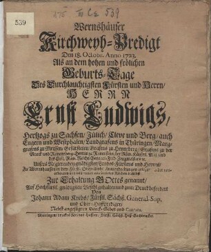 Wernshäuser Kirchweyh-Predigt