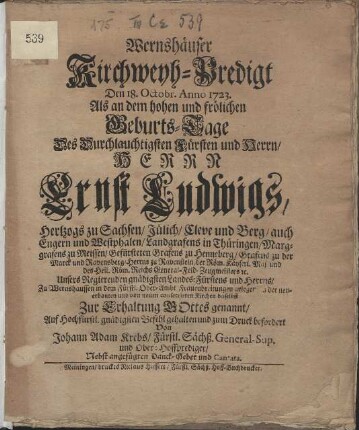 Wernshäuser Kirchweyh-Predigt