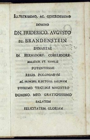 Illustrissimo. Ac. Generosissimo ...