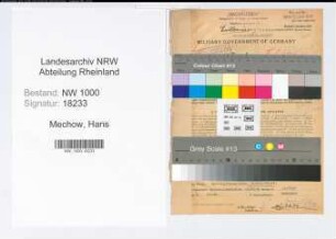 Entnazifizierung Hans Mechow, geb. 11.10.1900 (Expedient)