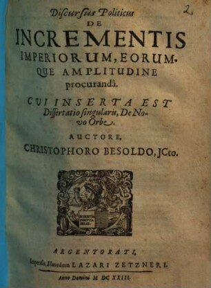 Discursus politicus de incrementis imperiorum, eorumque amplitudine procuranda