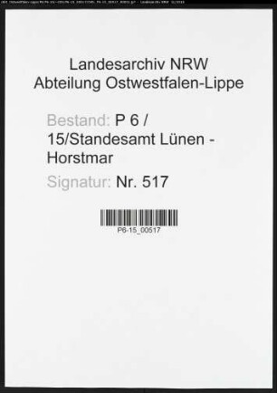 Sterberegister Standesamt Lünen-Horstmar
