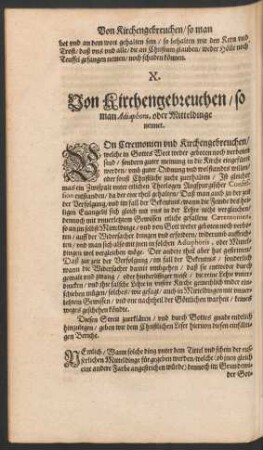 X. Von Kirchengebreuchen/ so man Adiaphora, oder Mitteldinge nennet.
