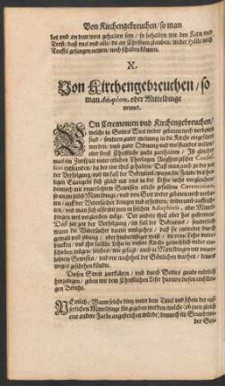 X. Von Kirchengebreuchen/ so man Adiaphora, oder Mitteldinge nennet.