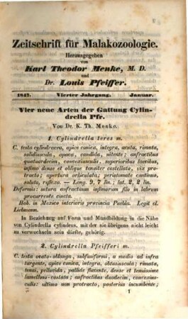 Zeitschrift für Malakozoologie. 4. 1847