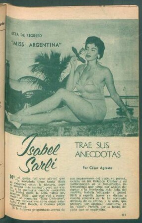 Isabel Sarli trae sus anecdotas : Está de regreso "Miss Argentina"