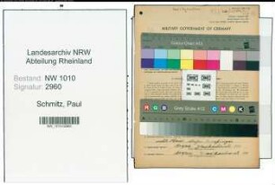 Entnazifizierung Paul Schmitz , geb. 26.02.1893 (Metzger)