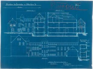 Collegium Bernhardinum, Attendorn: Schnitte und Hofansicht 1:100
