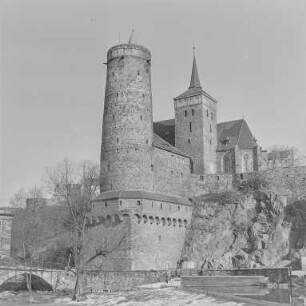 Bautzen : Bautzen. Blick über das Spreewehr zur Alten Wasserkunst und Michaeliskirche