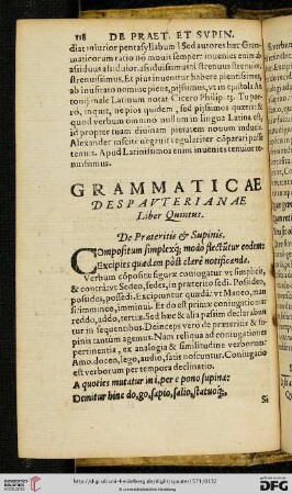 Liber Quintus: De Praeteritis & Supinis