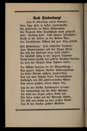 48, Hoch Hindenburg!