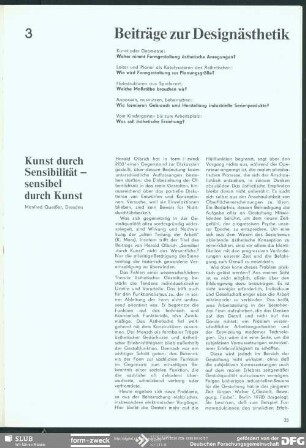 Kunst durch Sensibilität – sensibel durch Kunst : Beiträge zur Designästhetik