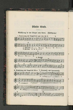 Fünfte Stufe. Einführung in das Singen nach Noten.