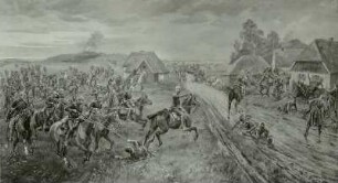 Attacke der 5. und 1. Eskardon des Kgl. Karabinier-Regiments am 13.09.1914 bei Anczlawka auf russische 3. Dragoner und 4. Ulanen (im Vordergrund Leutnant d. R. Wilhelmi)
