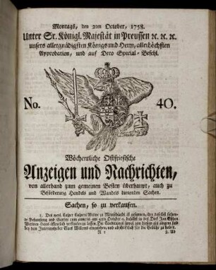 No. 40. Montags, den 2ten October, 1758.