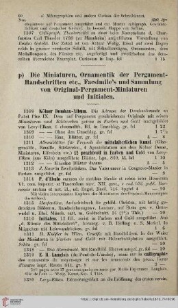 p) Die Miniaturen, Ornamentik der Pergament-Handschriften etc., [...] (Nro. 1308 - 1398)