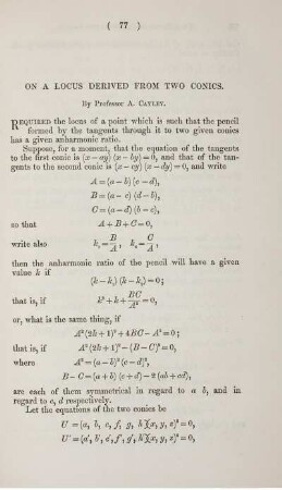 On a locus derived from two conics.