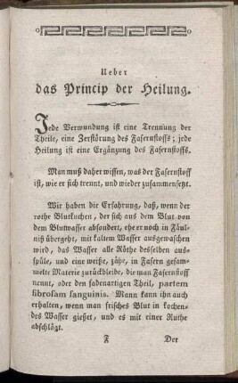 Ueber das Princip der Heilung.