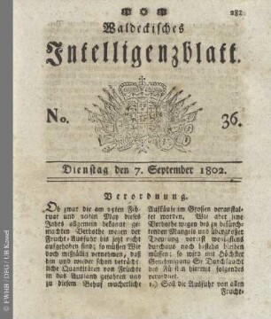 No. 36, Dienstag den 7. September 1802