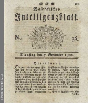 No. 36, Dienstag den 7. September 1802