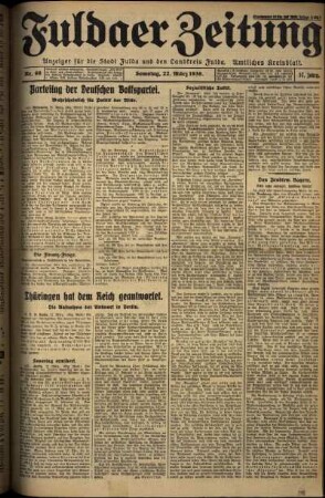 Erste Ausgabe vom Samstag, den 22. März 1930.