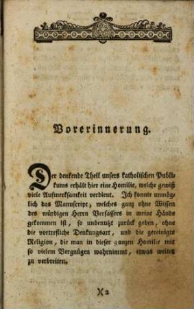 Homilie über die Gesandtschaft des Johannes an Christus nach Matth. 11. Kap. am zweyten Sonntage des Advents 1790.
