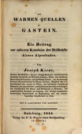 Die warmen Quellen zu Gastein